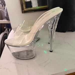 Clear and Cream Platform Heels